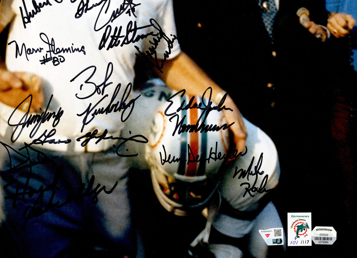 1972 Miami Dolphins Perfect Season Team Autographed 20x24 Photo With 40+ Signatures Including Don Shula & Bob Griese #/117 Fanatics Holo Stock #246184