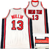 Team USA Chris Mullin Autographed White Jersey Beckett BAS Witness Stock #232595