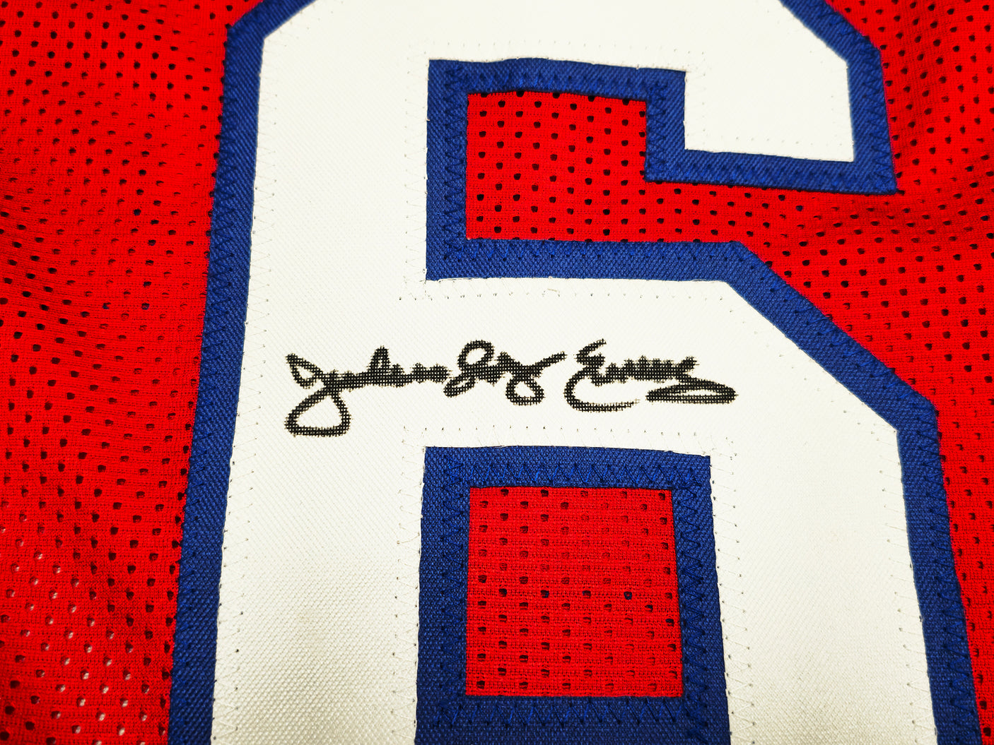 Philadelphia 76ers Julius "Dr. J" Erving Autographed Red Jersey Beckett BAS Witness Stock #232614