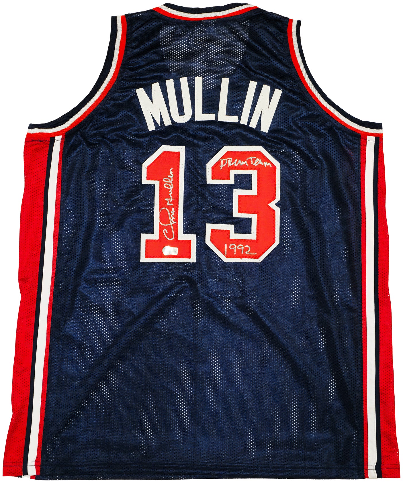 Team USA Chris Mullin Autographed Blue Jersey "Dream Team" Beckett BAS Witness Stock #232597