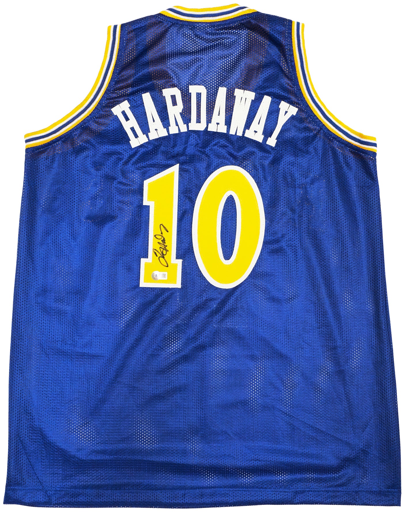 Golden State Warriors Tim Hardaway Autographed Blue Jersey Beckett BAS Witness Stock #232598