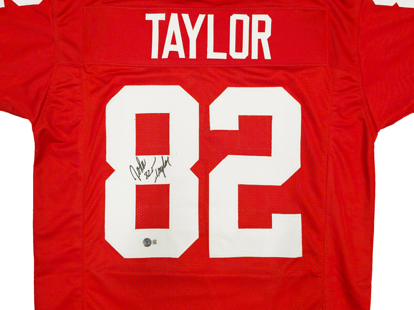 San Francisco 49ers John Taylor Autographed Red Jersey Beckett BAS Witness Stock #232607