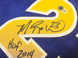 Golden State Warriors Mitch Richmond Autographed Blue Jersey "HOF 2014" Beckett BAS Witness Stock #232588