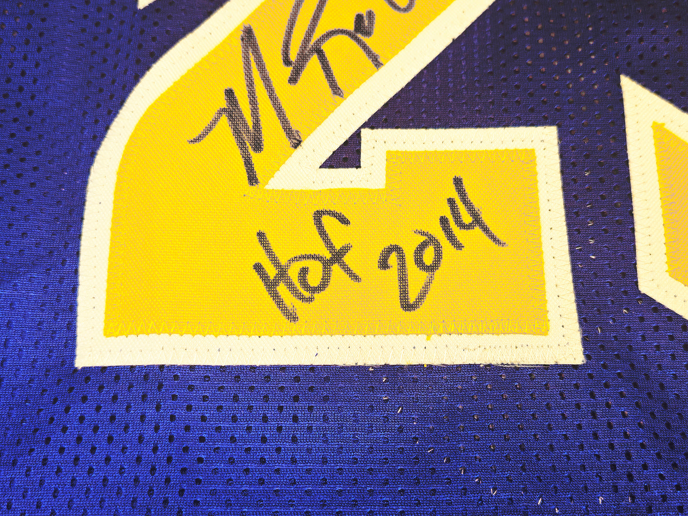 Golden State Warriors Mitch Richmond Autographed Blue Jersey "HOF 2014" Beckett BAS Witness Stock #232588
