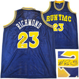 Golden State Warriors Mitch Richmond Autographed Blue Jersey Beckett BAS Witness Stock #232587