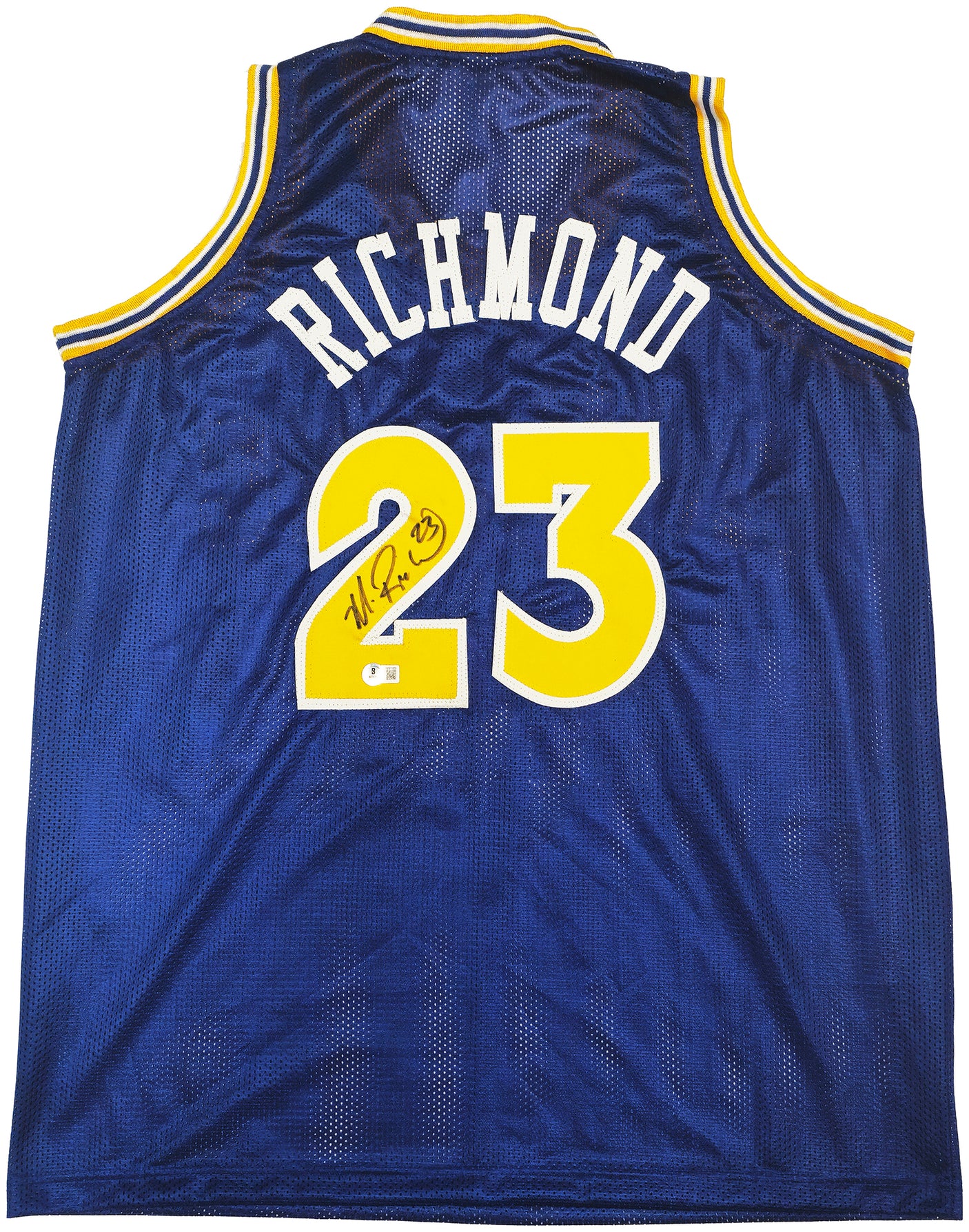 Golden State Warriors Mitch Richmond Autographed Blue Jersey Beckett BAS Witness Stock #232587