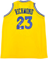 Golden State Warriors Mitch Richmond Autographed Yellow Jersey Beckett BAS Witness Stock #232589