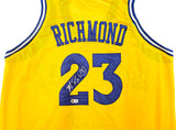 Golden State Warriors Mitch Richmond Autographed Yellow Jersey Beckett BAS Witness Stock #232589