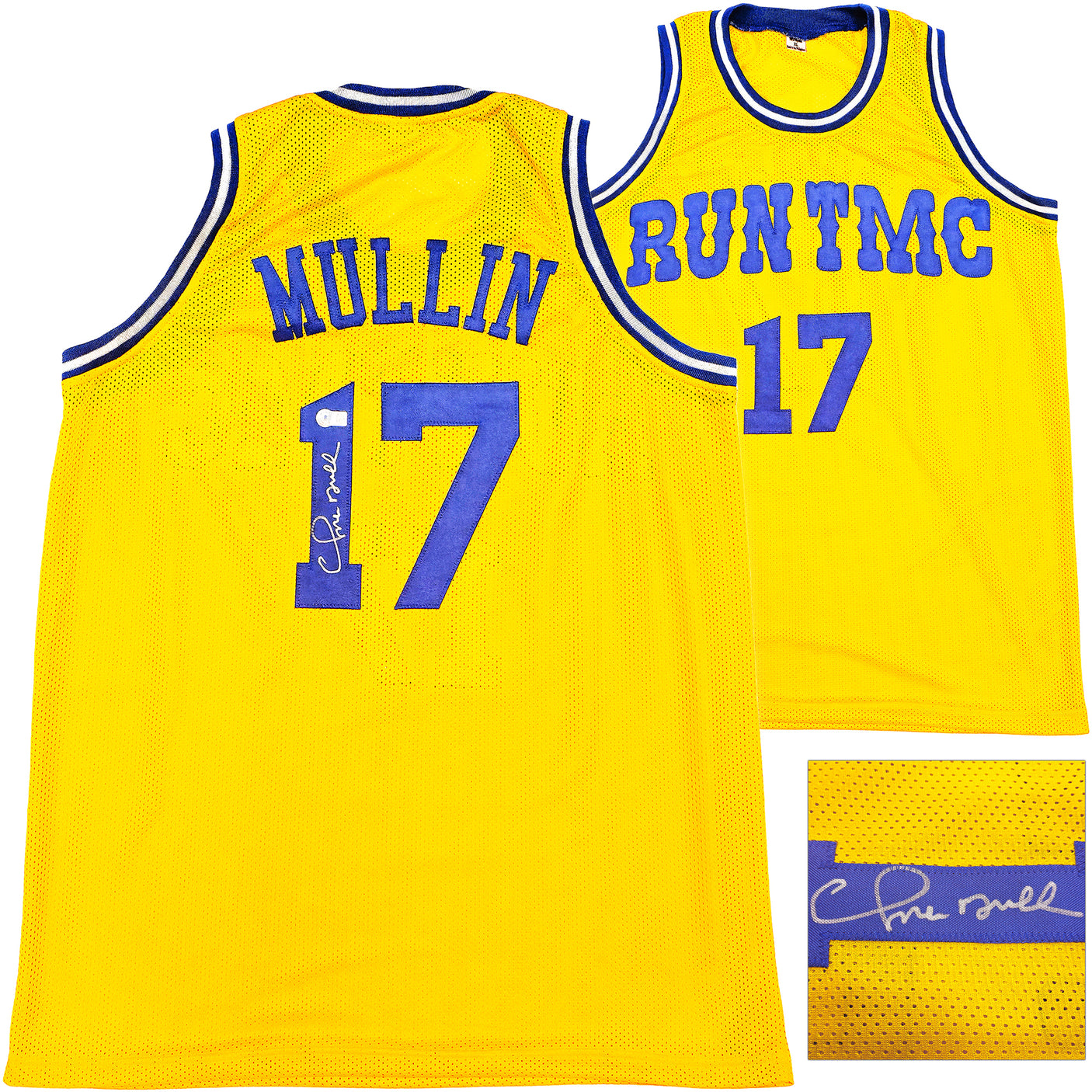 Golden State Warriors Chris Mullin Autographed Yellow Jersey Beckett BAS Witness Stock #232593