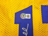 Golden State Warriors Chris Mullin Autographed Yellow Jersey Beckett BAS Witness Stock #232593