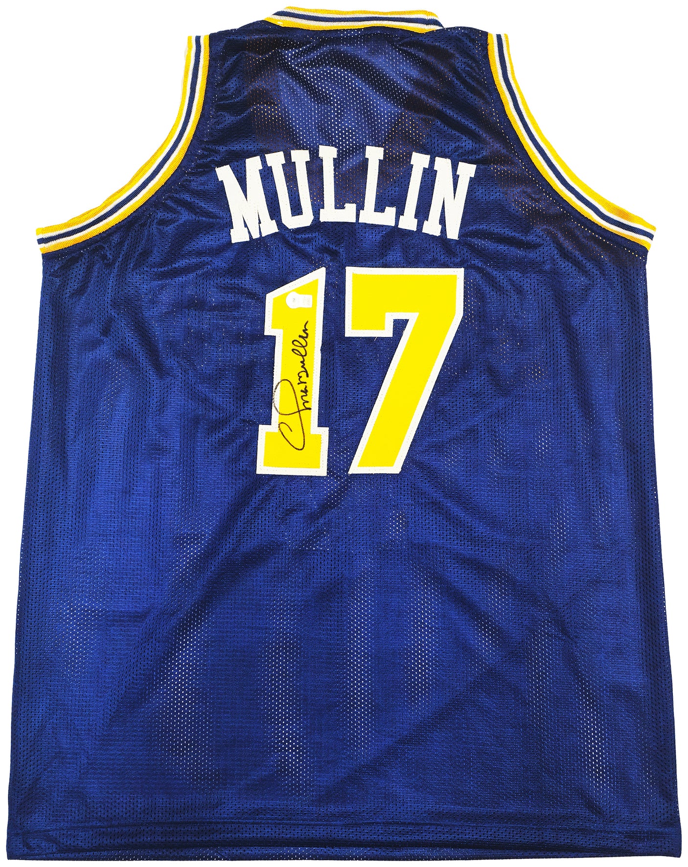 Golden State Warriors Chris Mullin Autographed Blue Jersey Beckett BAS Witness Stock #232591