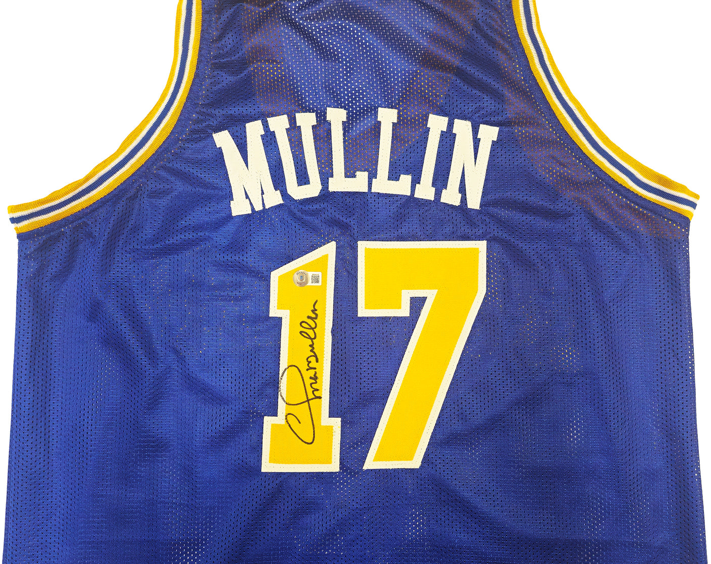 Golden State Warriors Chris Mullin Autographed Blue Jersey Beckett BAS Witness Stock #232591