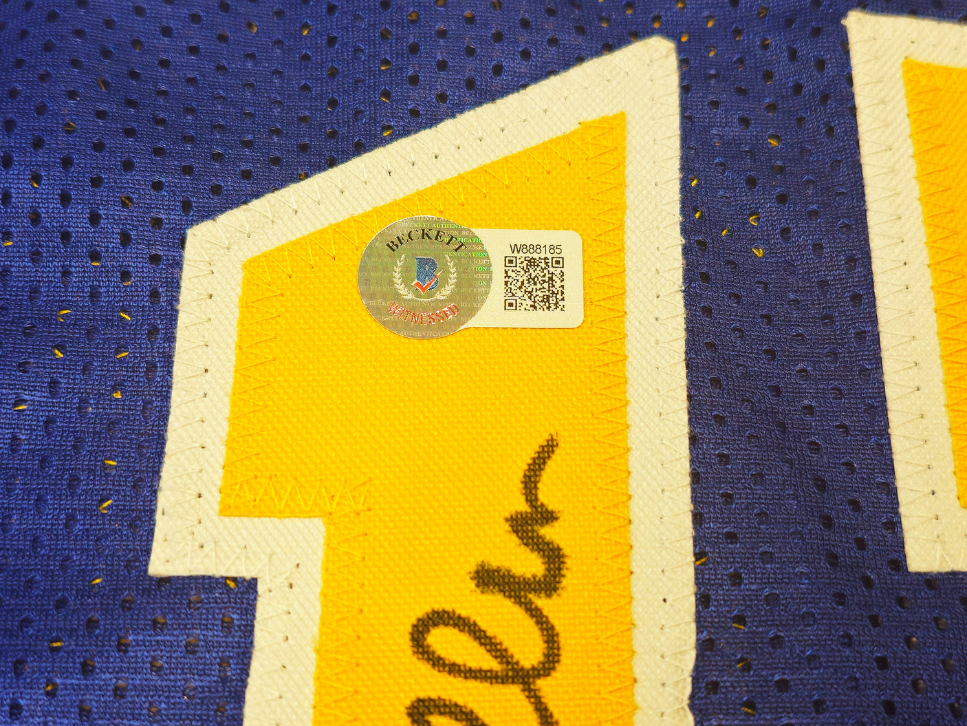 Golden State Warriors Chris Mullin Autographed Blue Jersey Beckett BAS Witness Stock #232591