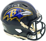 Justin Tucker Autographed Baltimore Ravens Black Speed Mini Helmet JSA Stock #232734