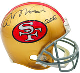 Joe Montana Autographed San Francisco 49ers Gold Full Size Speed Authentic Helmet "G.O.A.T." Beckett BAS QR Stock #232731