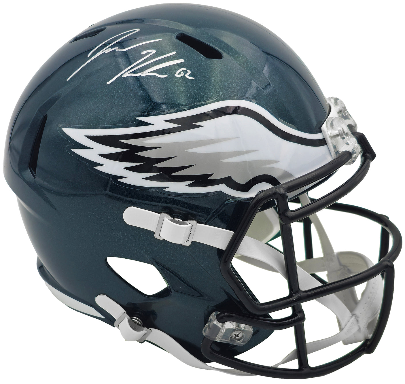 Jason Kelce Autographed Philadelphia Eagles Green Full Size Replica Speed Helmet Beckett BAS QR Stock #232722