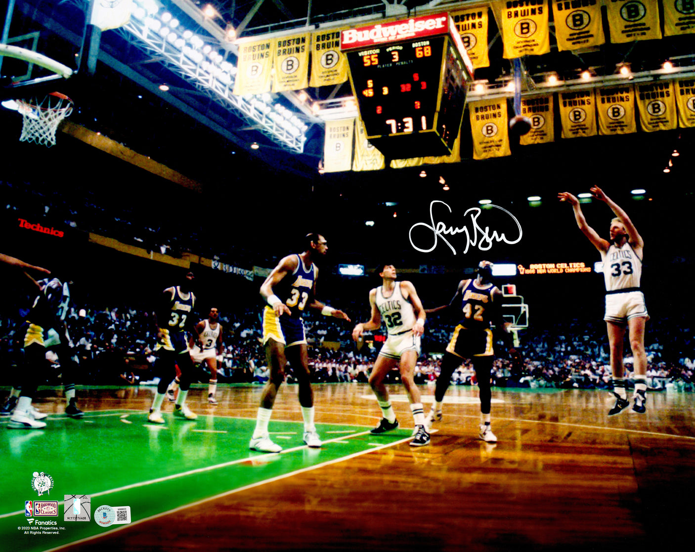 Larry Bird Autographed 16x20 Photo Boston Celtics Beckett BAS Witness Stock #232711