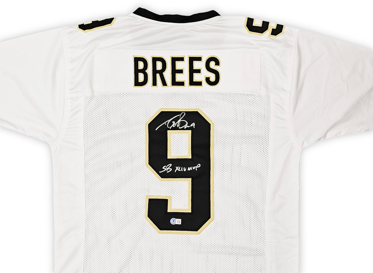 New Orleans Saints Drew Brees Autographed White Jersey "SB XLIV MVP" Beckett BAS Witness Stock #216828