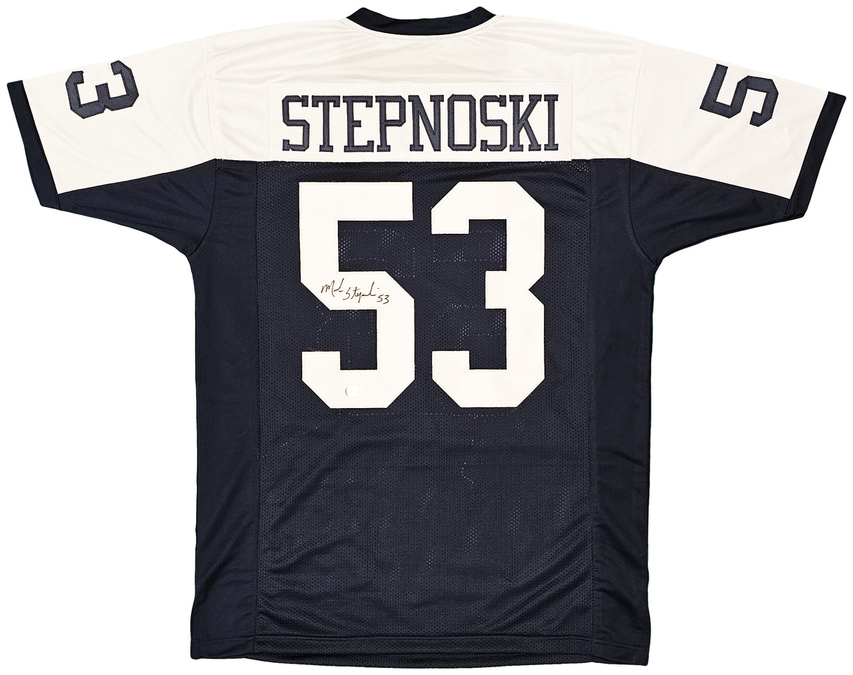Dallas Cowboys Mark Stepnoski Autographed Dark Blue Jersey Beckett BAS Stock #216614