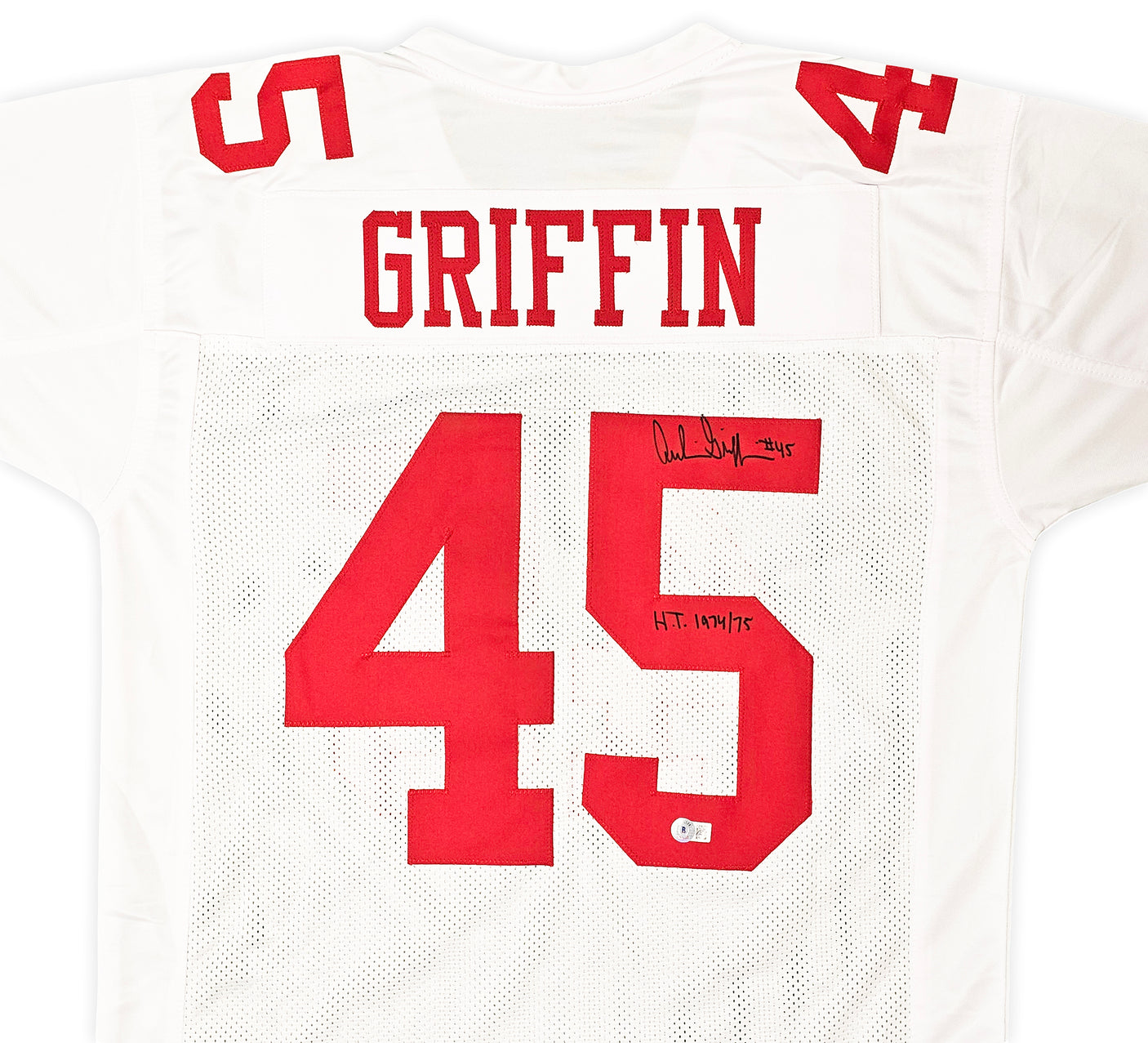 Ohio State Buckeyes Archie Griffin Autographed White Jersey "HT 1974/75" Beckett BAS Witness Stock #216728