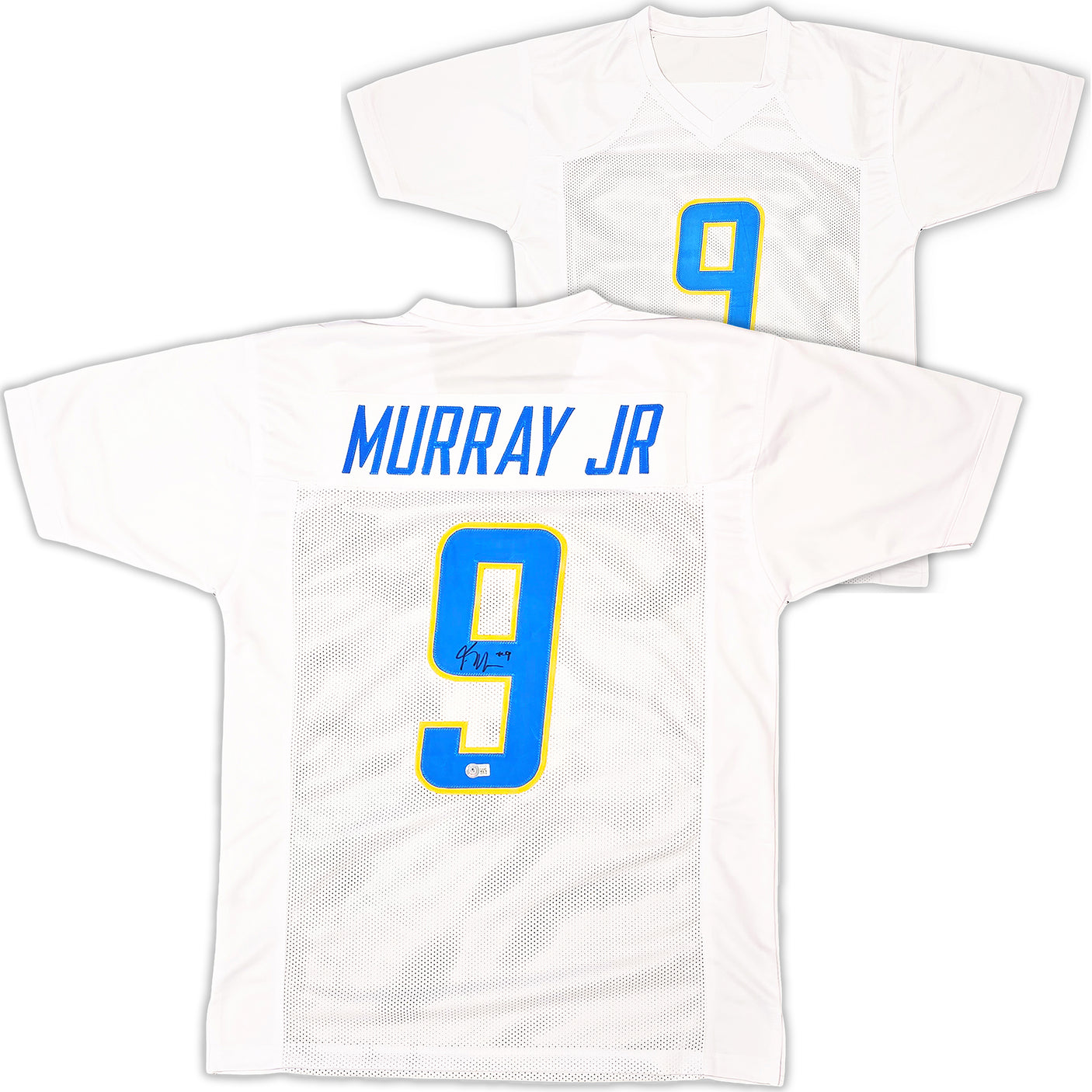 Los Angeles Chargers Kenneth Murray Jr. Autographed White Jersey Beckett BAS Witness Stock #215957