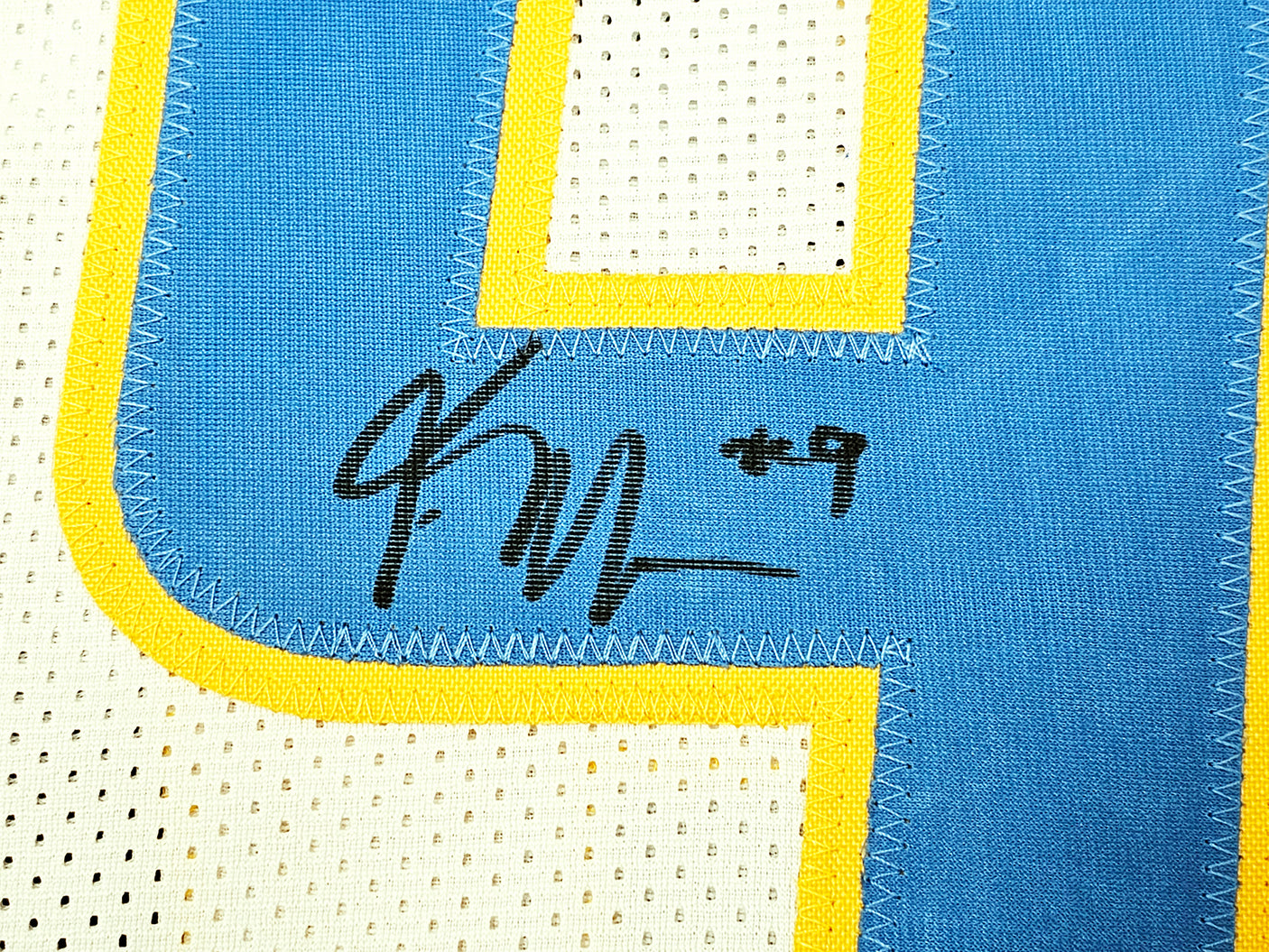 Los Angeles Chargers Kenneth Murray Jr. Autographed White Jersey Beckett BAS Witness Stock #215957