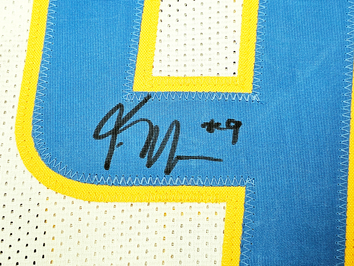 Los Angeles Chargers Kenneth Murray Jr. Autographed White Jersey Beckett BAS Witness Stock #215957