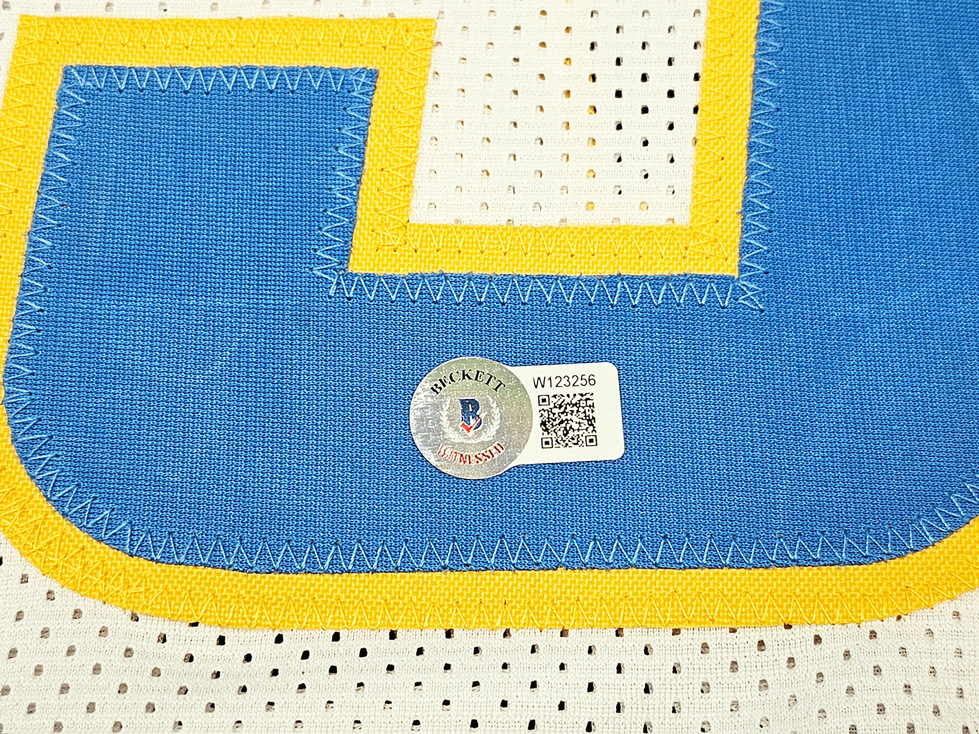 Los Angeles Chargers Kenneth Murray Jr. Autographed White Jersey Beckett BAS Witness Stock #215957