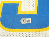 Los Angeles Chargers Kenneth Murray Jr. Autographed White Jersey Beckett BAS Witness Stock #215957