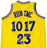 Golden State Warriors Chris Mullin, Tim Hardaway & Mitch Richmond Autographed Yellow Jersey Run TMC "HOF" Beckett BAS Witness Stock #216822