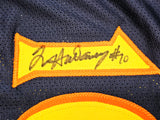 Golden State Warriors Chris Mullin, Tim Hardaway & Mitch Richmond Autographed Dark Blue Jersey Run TMC Beckett BAS Witness Stock #216821