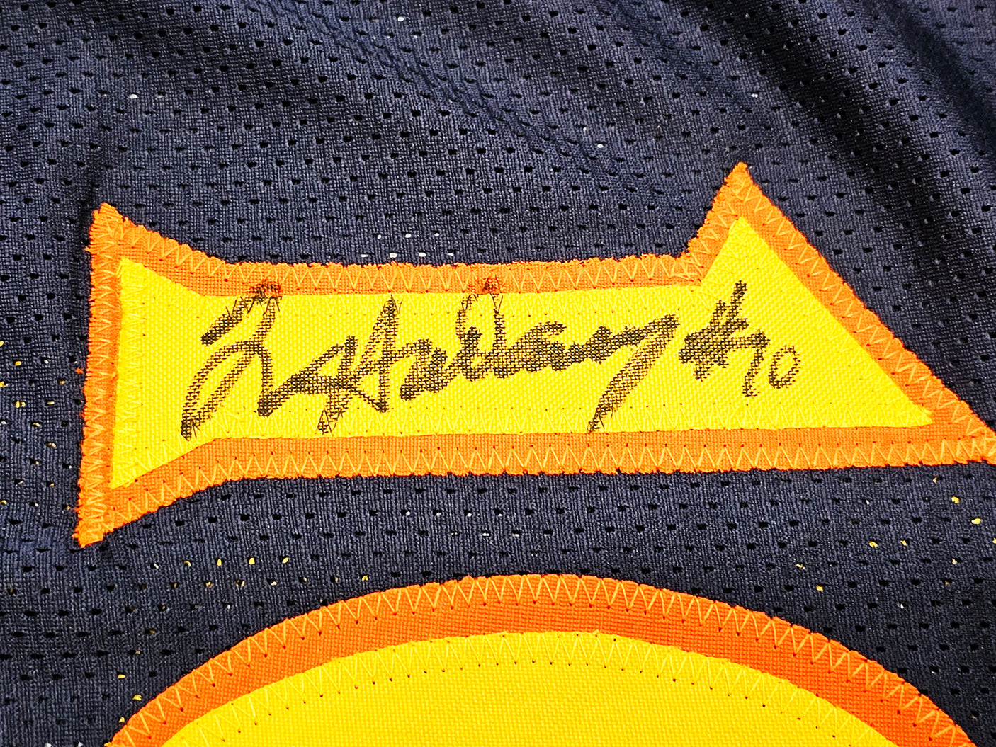 Golden State Warriors Chris Mullin, Tim Hardaway & Mitch Richmond Autographed Dark Blue Jersey Run TMC Beckett BAS Witness Stock #216821