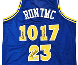 Golden State Warriors Chris Mullin, Tim Hardaway & Mitch Richmond Autographed Blue Jersey Run TMC Beckett BAS Witness Stock #216819