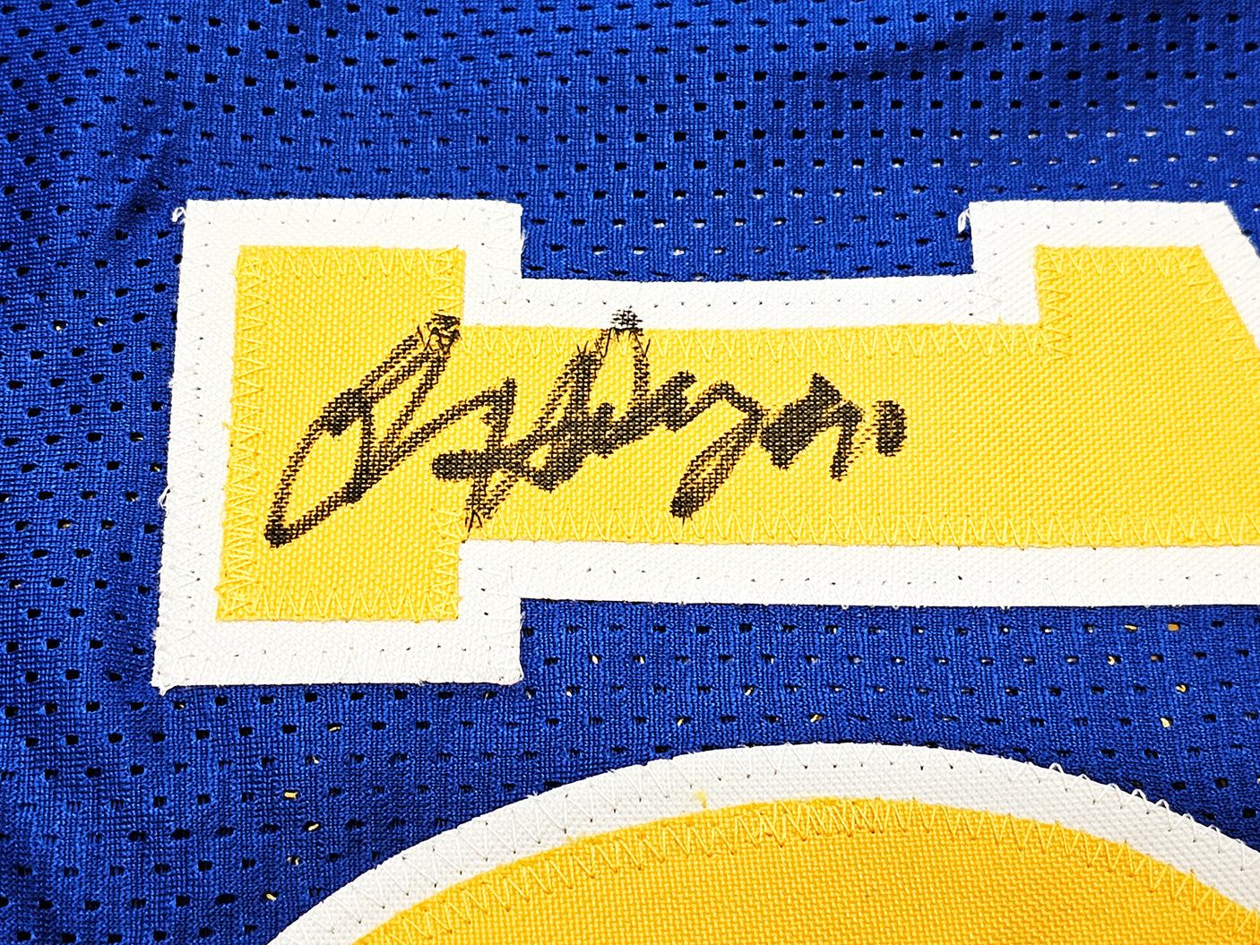 Golden State Warriors Chris Mullin, Tim Hardaway & Mitch Richmond Autographed Blue Jersey Run TMC Beckett BAS Witness Stock #216819