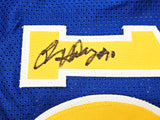 Golden State Warriors Chris Mullin, Tim Hardaway & Mitch Richmond Autographed Blue Jersey Run TMC Beckett BAS Witness Stock #216819