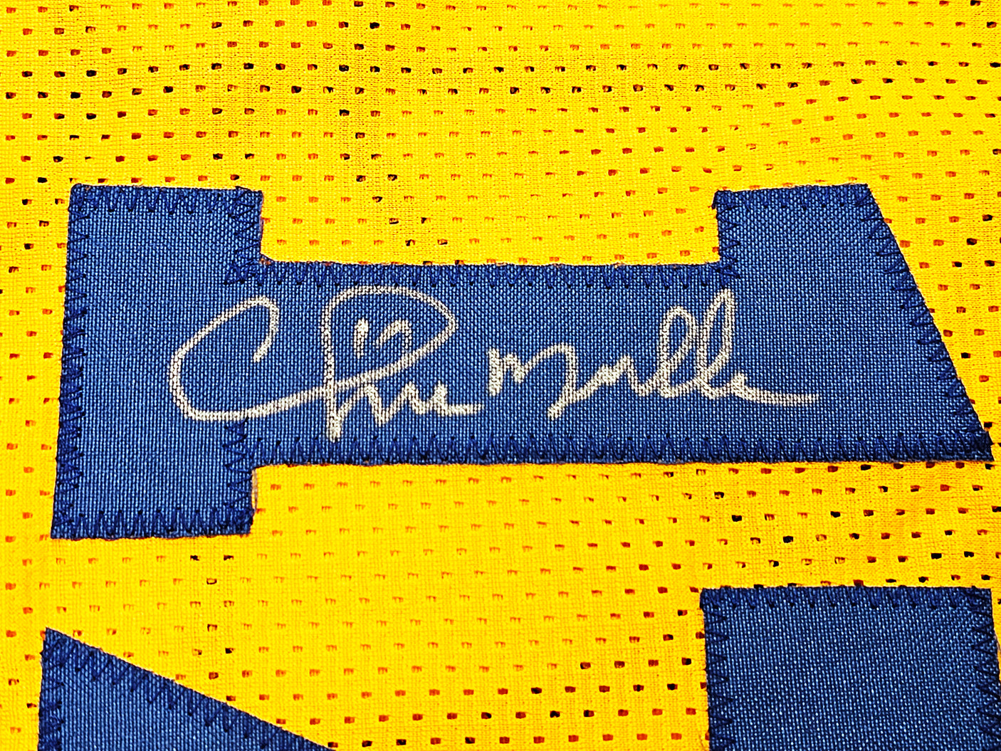 Golden State Warriors Chris Mullin, Tim Hardaway & Mitch Richmond Autographed Yellow Jersey Run TMC Beckett BAS Witness Stock #216823