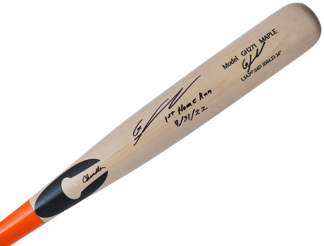 Gunnar Henderson Autographed Ash Chandler Player Model Bat Baltimore Orioles "1st Homerun 8/31/22" Beckett BAS Witness Stock #216834