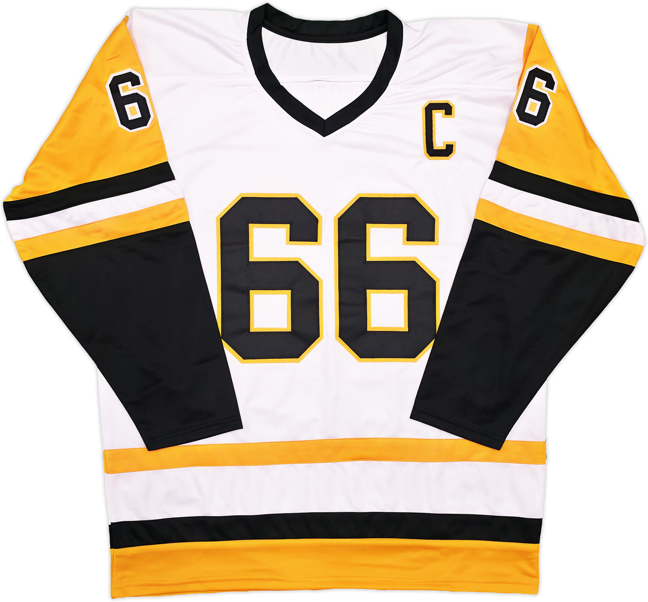 Pittsburgh Penguins Mario Lemieux Autographed White Jersey Beckett BAS QR Stock #246270