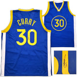 Golden State Warriors Stephen Curry Autographed Blue Jersey Beckett BAS Stock #247904