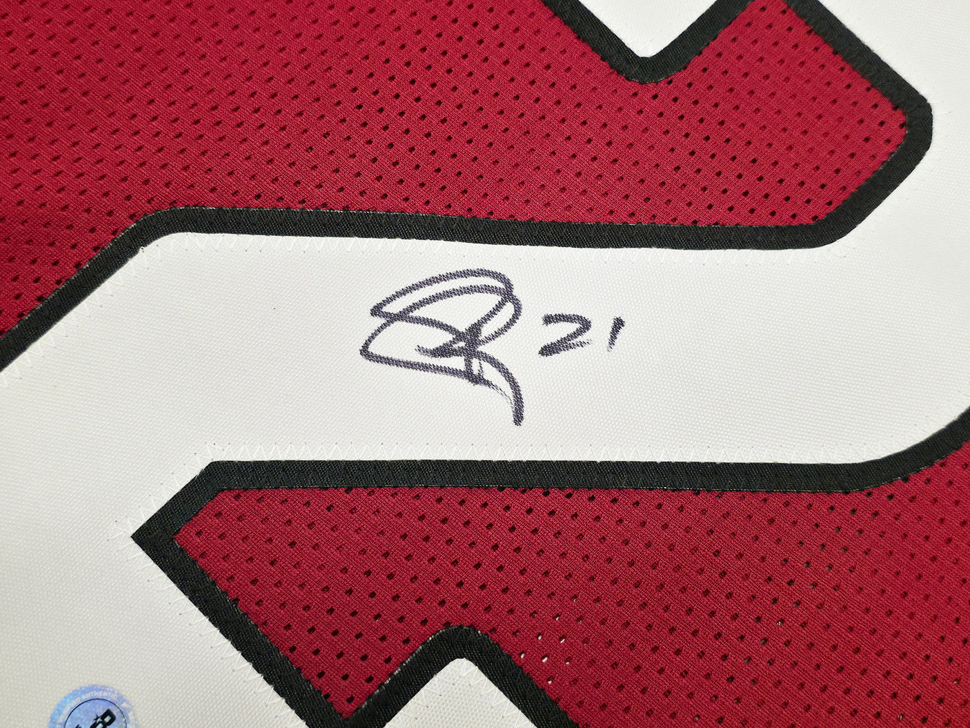 Arizona Cardinals Patrick Peterson Autographed Red Jersey Beckett BAS Witness Stock #246194
