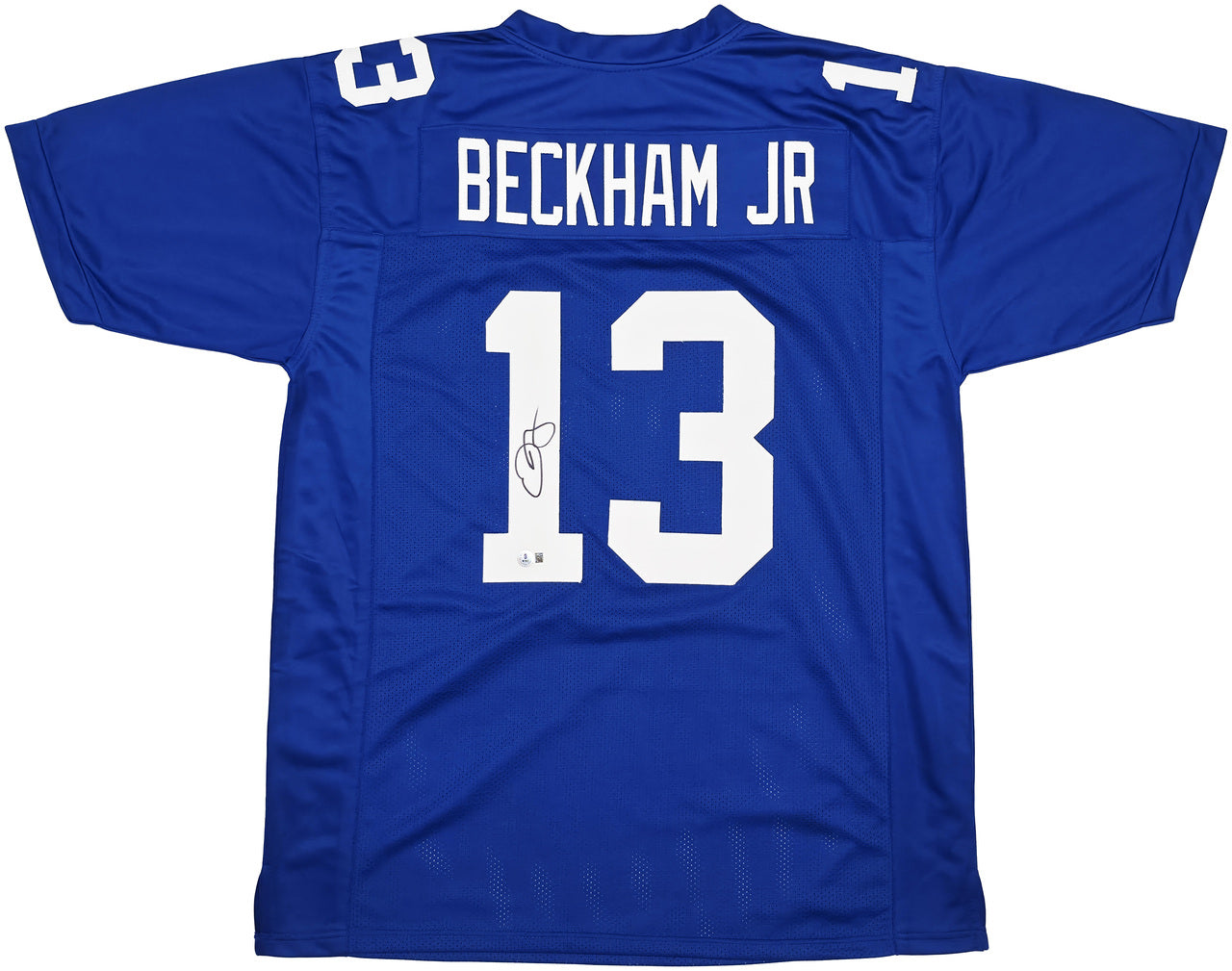New York Giants Odell Beckham Jr. Autographed Blue Jersey Beckett BAS Witness Stock #246196