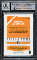 Ronald Acuna Jr. Autographed 2019 Donruss Optic Card #177 Atlanta Braves Auto Grade Gem Mint 10 Beckett BAS #15771891