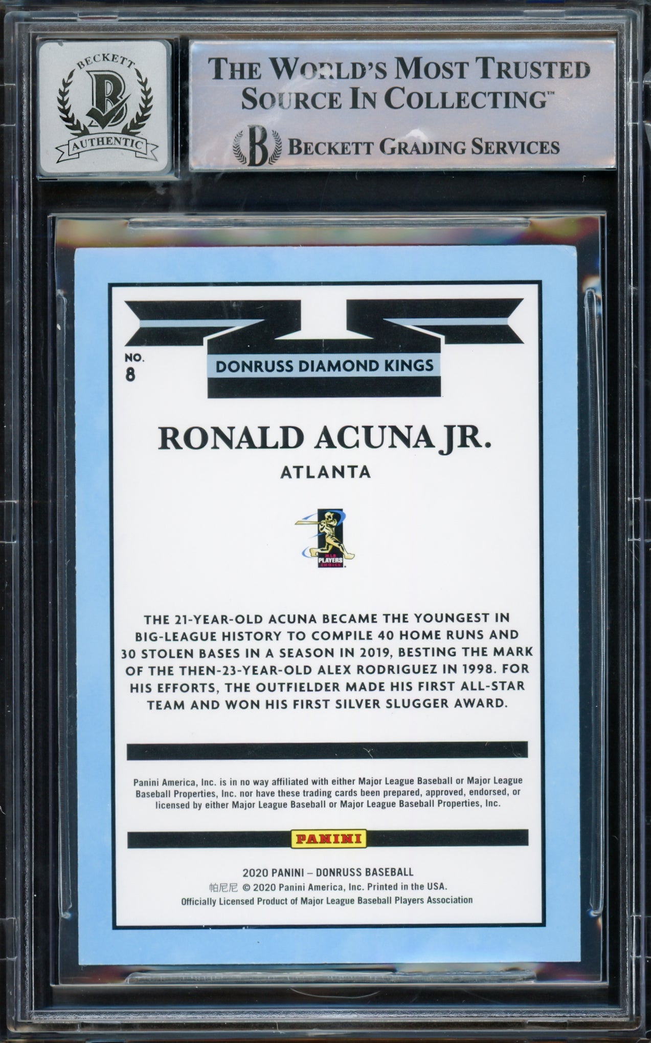 Ronald Acuna Jr. Autographed 2020 Donruss Diamond Kings Card #8 Atlanta Braves Auto Grade Gem Mint 10 Beckett BAS #15771936