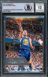 Stephen Curry Autographed 2015-16 Panini Prestige Card #124 Golden State Warriors Auto Grade Gem Mint 10 Beckett BAS #15775457