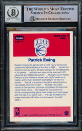 Patrick Ewing Autographed 1986-87 Fleer Sticker Rookie Card #6 New York Knicks Auto Grade Gem Mint 10 Beckett BAS #15772179