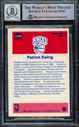 Patrick Ewing Autographed 1986-87 Fleer Sticker Rookie Card #6 New York Knicks Auto Grade Gem Mint 10 Beckett BAS #15772184