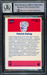 Patrick Ewing Autographed 1986-87 Fleer Sticker Rookie Card #6 New York Knicks Auto Grade Gem Mint 10 Beckett BAS #15772181