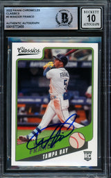 Wander Franco Autographed 2022 Panini Chronicles Classic Rookie Card #3 Tampa Bay Rays Auto Grade Gem Mint 10 Beckett BAS #15772455