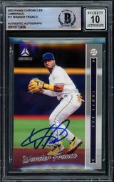 Wander Franco Autographed 2022 Panini Chronicles Luminance Rookie Card #11 Tampa Bay Rays Auto Grade Gem Mint 10 Beckett BAS #15772456