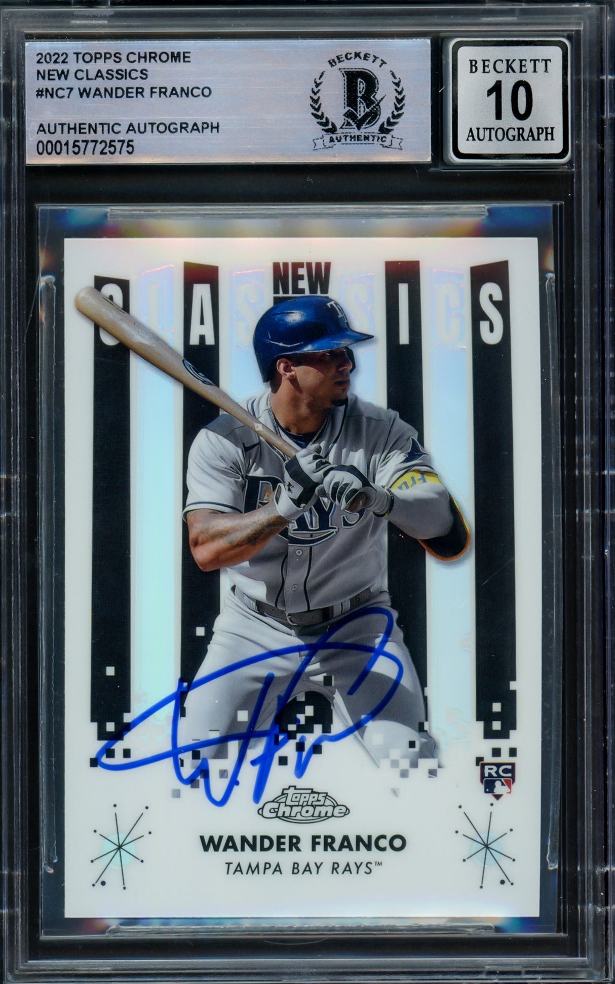Wander Franco Autographed 2022 Topps Chrome New Classics Rookie Card #NC7 Tampa Bay Rays Auto Grade Gem Mint 10 Beckett BAS #15772575